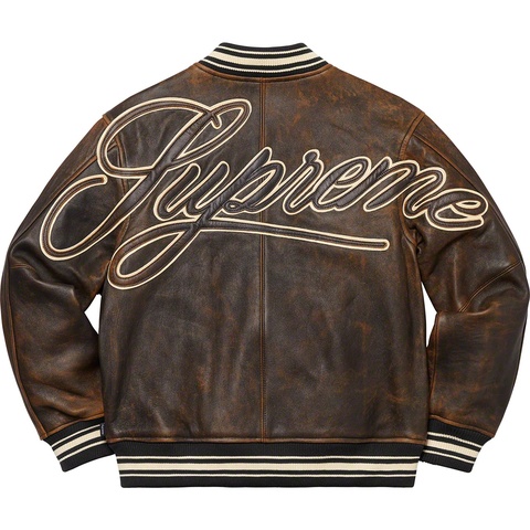 Supreme Leather Varsity Jacket - Black