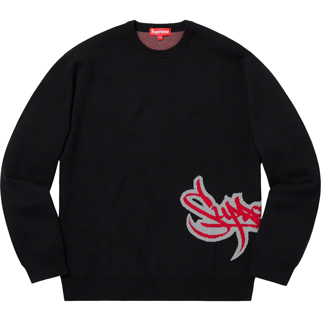 Supreme Tag Logo Sweater (SS19) - Black - $148