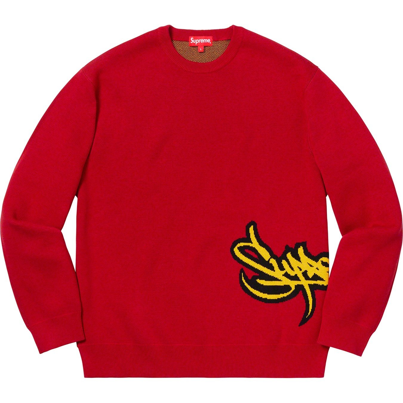 Supreme Tag Logo Sweater (SS19) - Red - $148