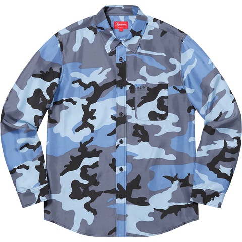 Supreme Silk Camo Shirt - Blue Camo