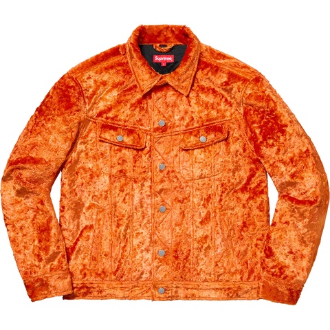 Supreme Fuzzy Pile Trucker Jacket - Orange