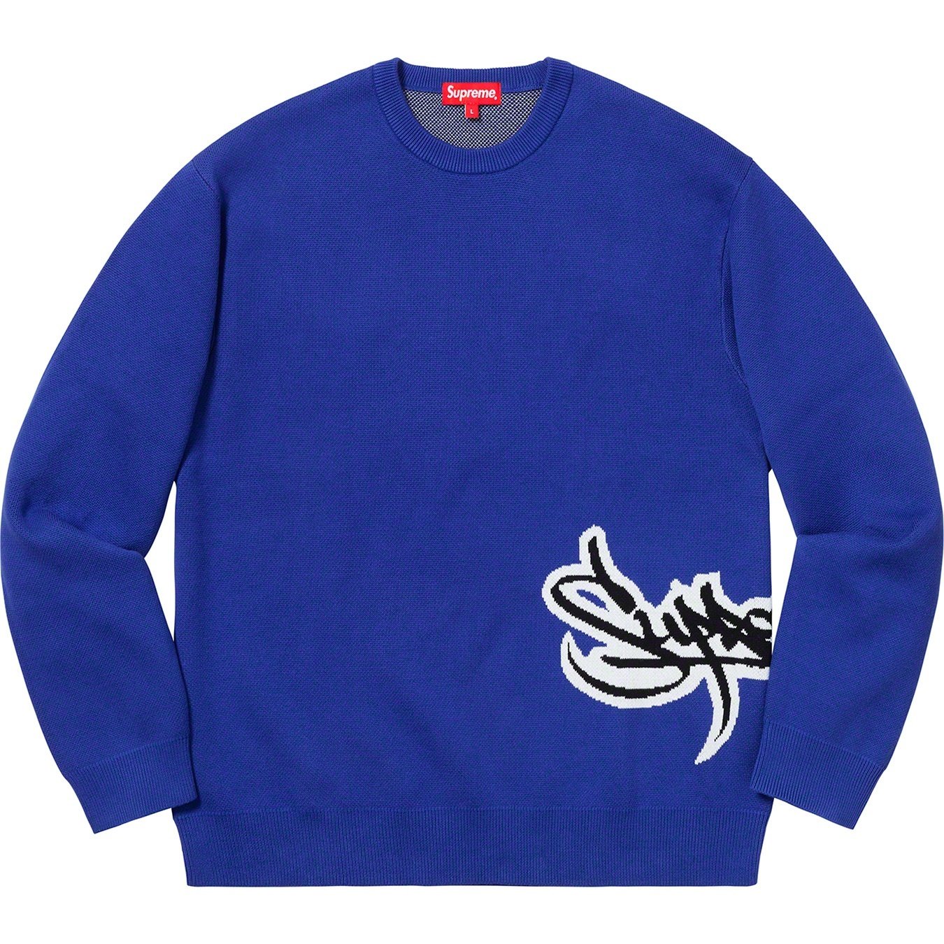Supreme Tag Logo Sweater (SS19) - Royal  - $148