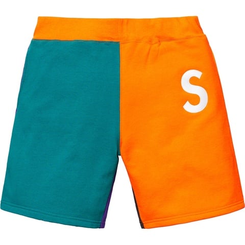 Supreme S Logo Colorblocked Sweatshort - Orange