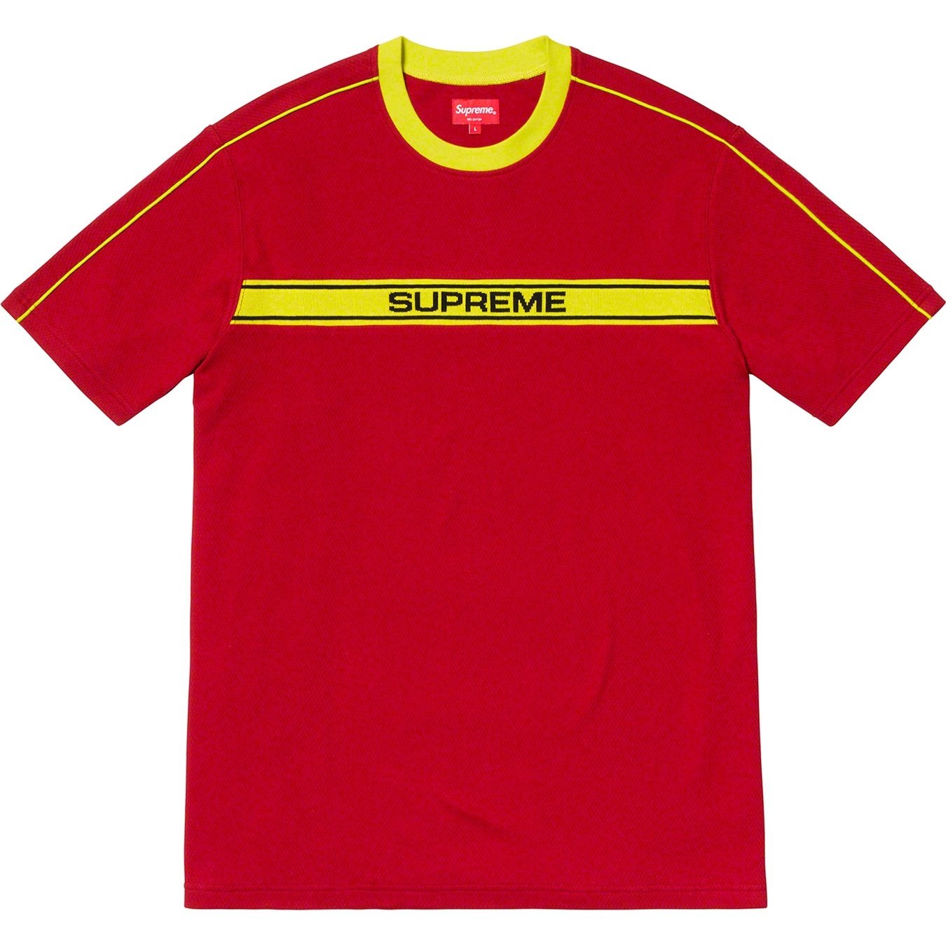 Supreme Chest Stripe Logo S S Top (SS19) - Dark Red - $88
