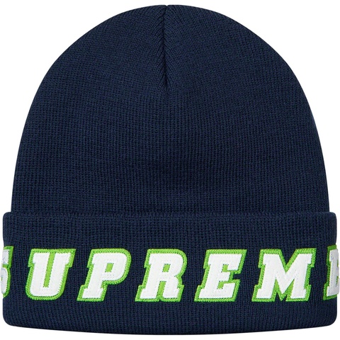 Supreme Felt Logo Beanie - Navy
