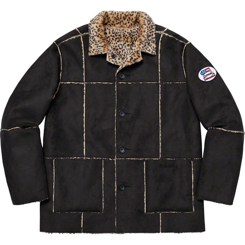 supreme reversible faux suede leopard 黒 Reversible Faux Suede Leopard Coat - Supreme
