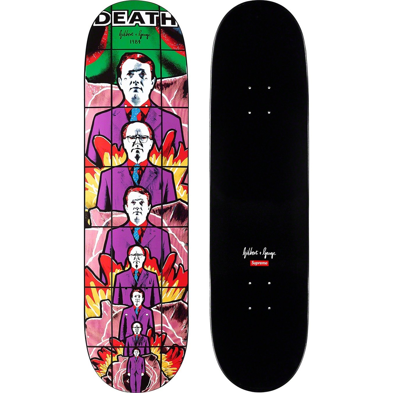 Supreme Gilbert & George Supreme DEATH Skateboard (SS19) - 8.25" x 32" - $88