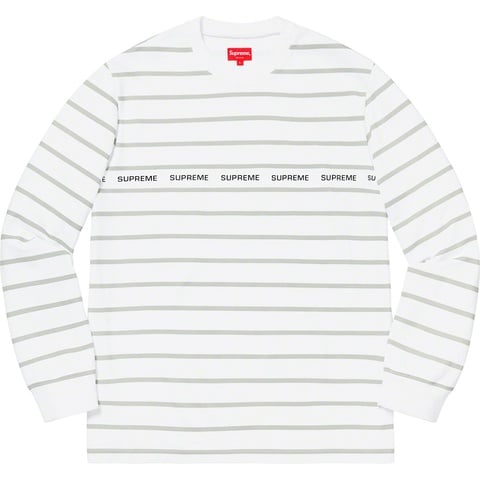 Supreme Printed Stripe Pique L/S Top - White