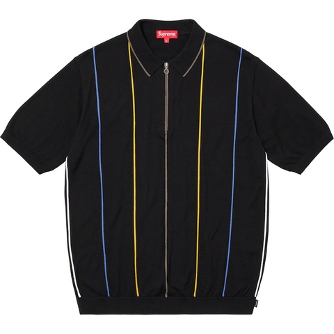 Supreme Pinstripe Half Zip Polo - Black