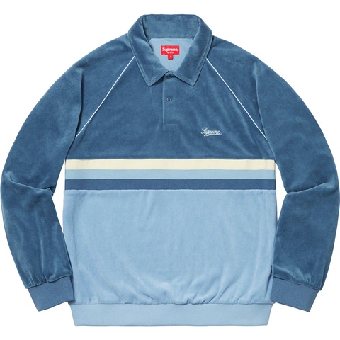 Stripe Velour Raglan L/S Polo - spring/summer 2019 - Supreme