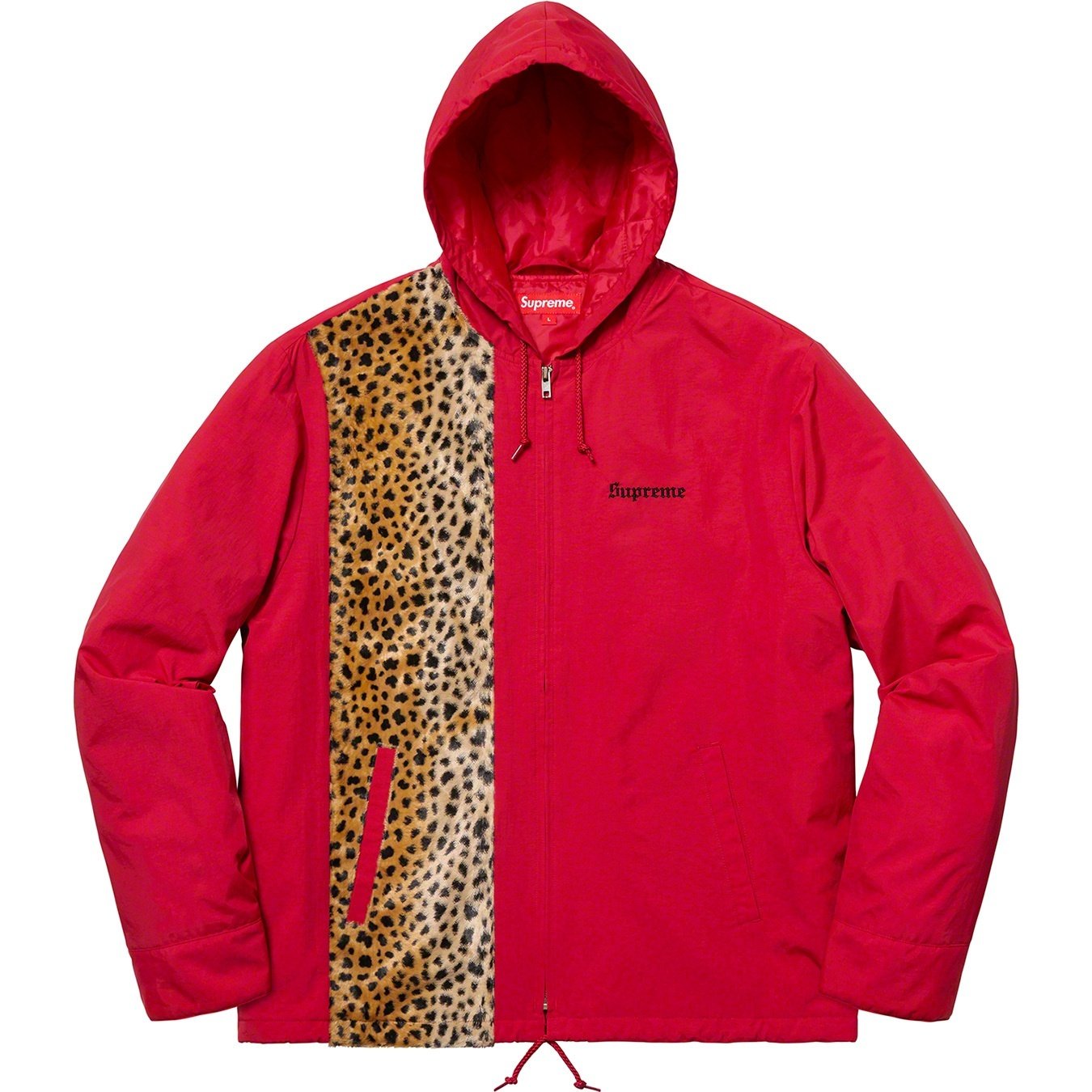 Supreme Cheetah Hooded Station Jacket (SS19) - Red - $198
