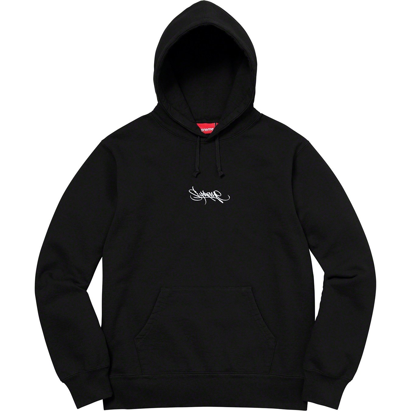 Supreme Tag Logo Hooded Sweatshirt (SS19) - Black - $148