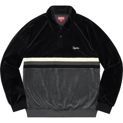 Stripe Velour Raglan L/S Polo - spring/summer 2019 - Supreme