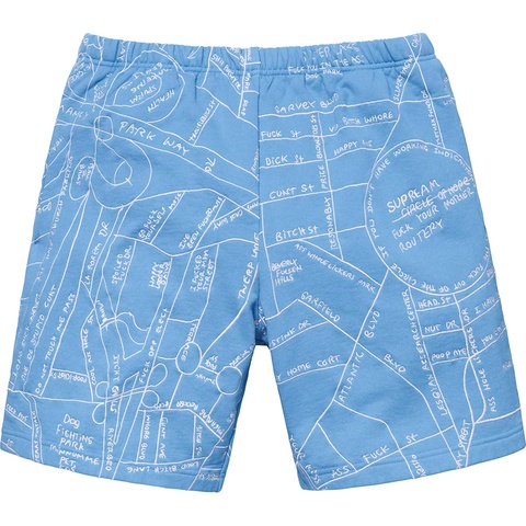 Supreme Gonz Embroidered Map Sweatshort - Columbia Blue