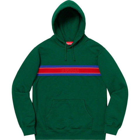 Supreme Chest Stripe Logo Hooded Sweatshirt - Dark Green