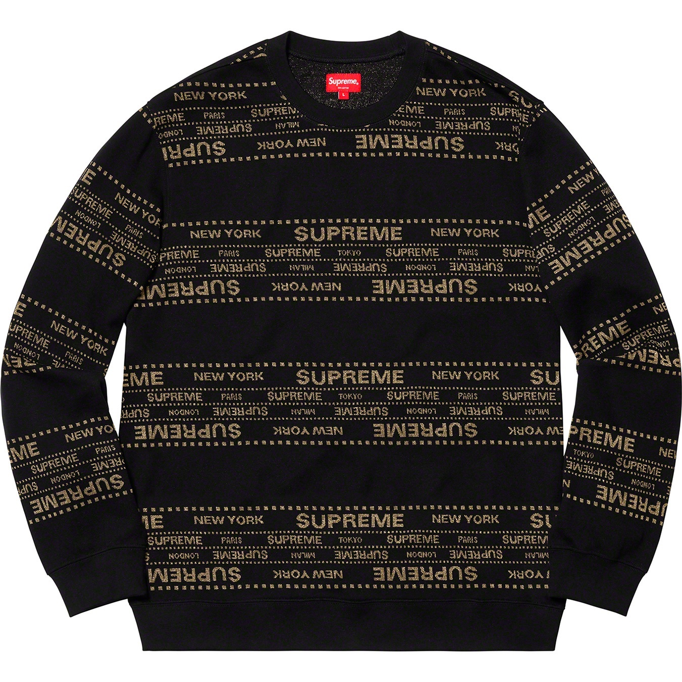 Supreme Metallic Jacquard Crewneck (SS19) - Black - $118