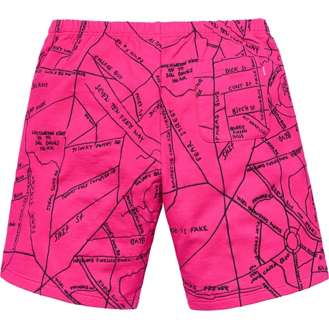 Supreme Gonz Embroidered Map Sweatshort - Magenta