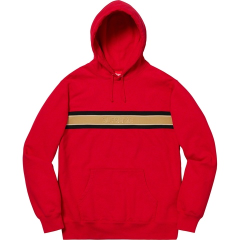 Supreme Chest Stripe Logo Hooded Sweatshirt - Red