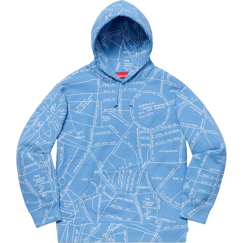 Supreme Gonz Embroidered Map Hooded Sweatshirt - Columbia Blue