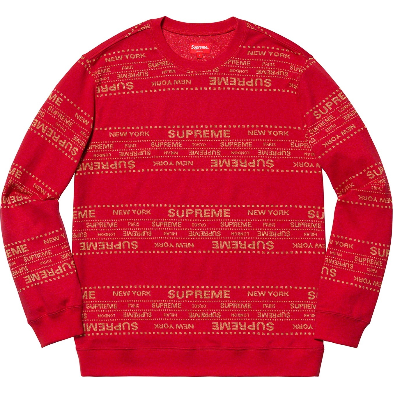 Supreme Metallic Jacquard Crewneck (SS19) - Red - $118