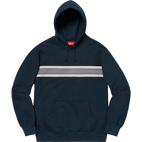 Supreme Chest Stripe Logo Hooded Sweatshirt - Navy