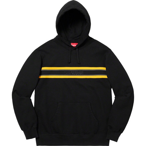 Supreme Chest Stripe Logo Hooded Sweatshirt - Black