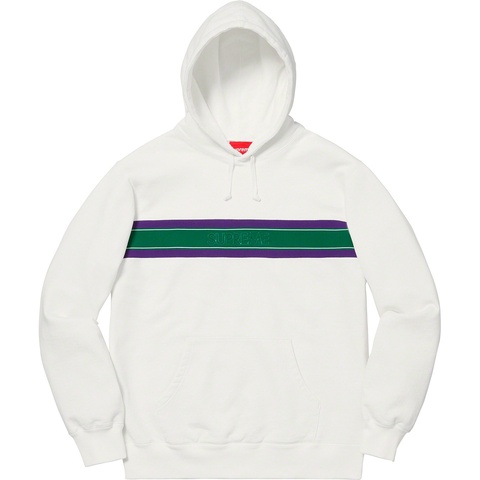 Supreme Chest Stripe Logo Hooded Sweatshirt - White