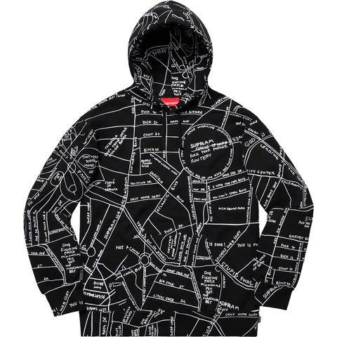 Supreme Gonz Embroidered Map Hooded Sweatshirt - Black