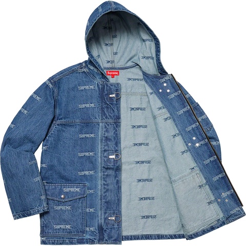Supreme Logo Denim Turnout Jacket - Blue