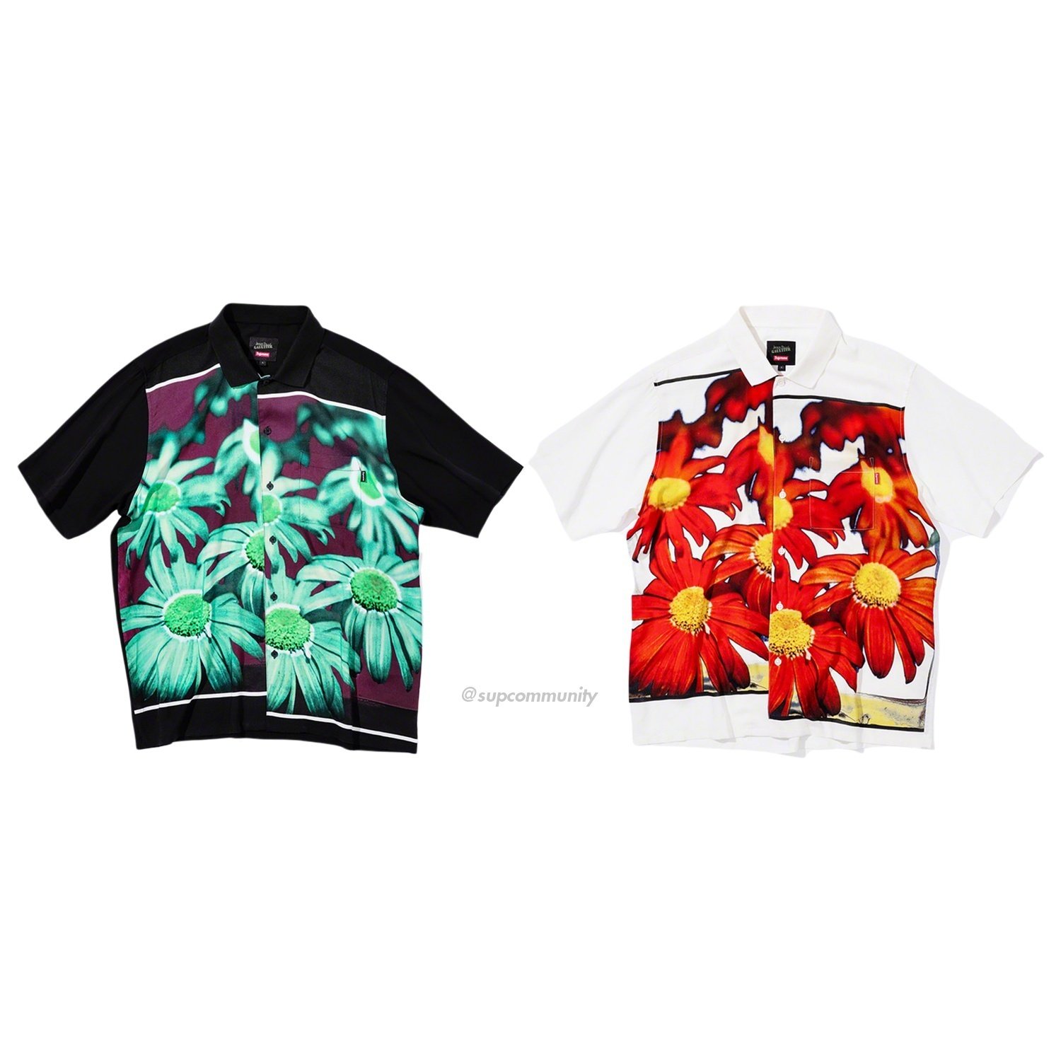 19SS Supreme/Jean Paul Gaultier Rayonシャツ Supreme Jean Paul Gaultier Flower Power Rayon Shirt Black