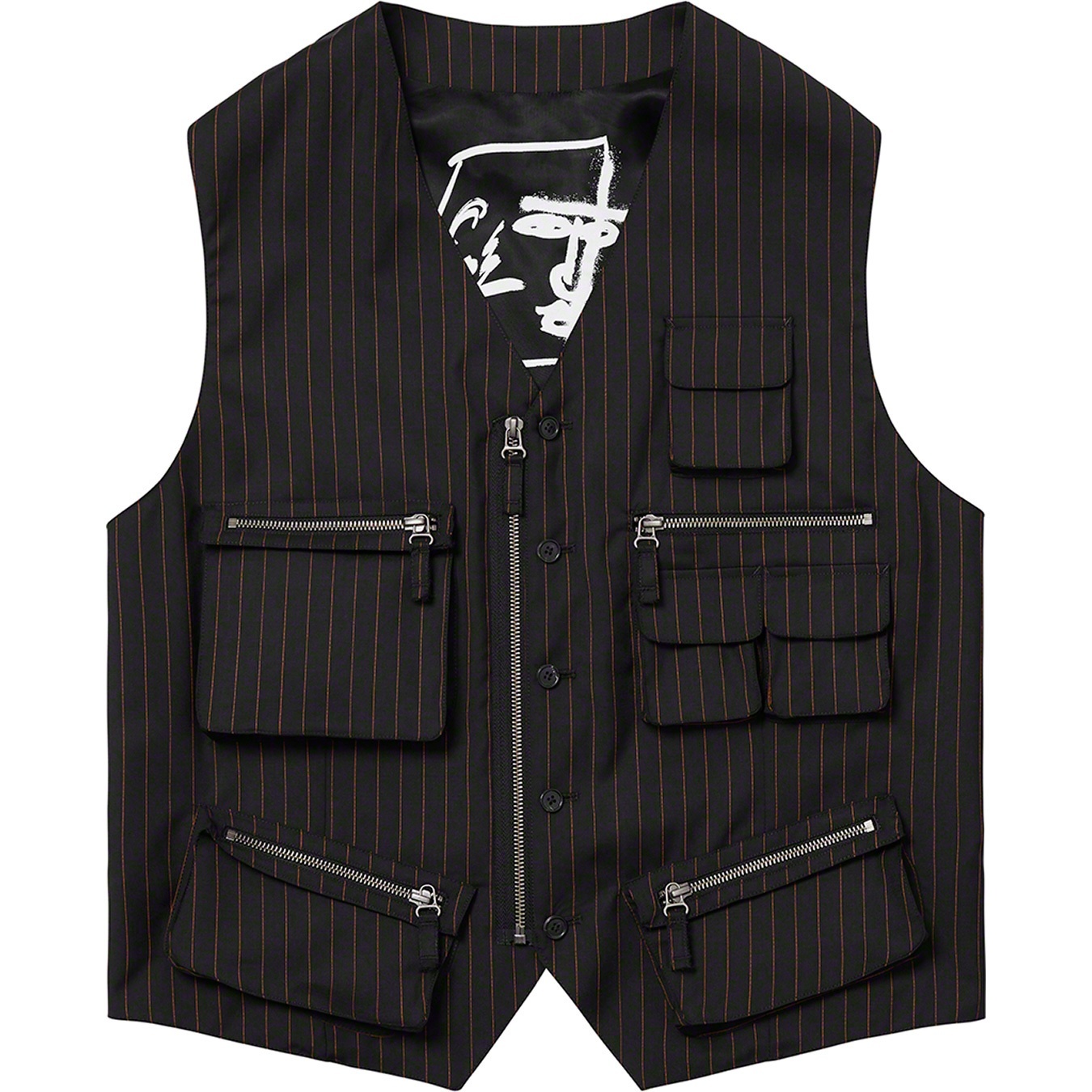 Supreme Supreme Jean Paul Gaultier Pinstripe Cargo Suit Vest (SS19) - Black - $388