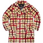 Supreme Supreme Jean Paul Gaultier Double Breasted Plaid Faux Fur Coat (SS19) - Off-White
