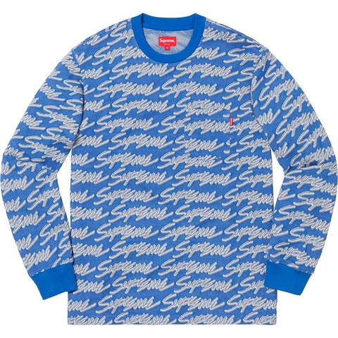 Supreme Signature Script Logo L/S Pocket Tee - Royal