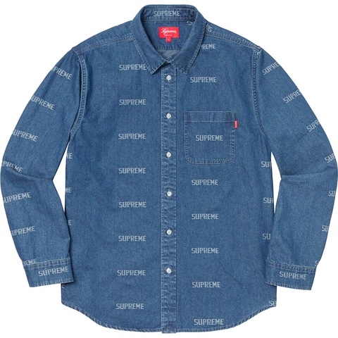 Supreme Logo Denim Shirt - Blue