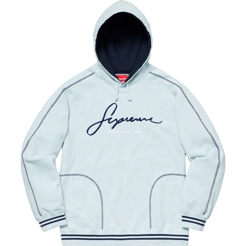 Supreme Contrast Embroidered Hooded Sweatshirt - Ice