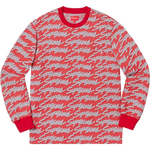 Supreme Signature Script Logo L/S Pocket Tee - Red