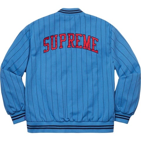 Supreme Pinstripe Varsity Jacket - Blue