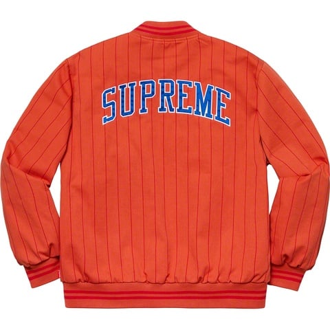 Supreme Pinstripe Varsity Jacket - Orange