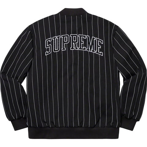 Supreme Pinstripe Varsity Jacket - Black
