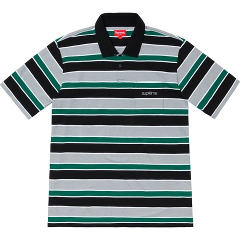 Supreme Classic Logo Stripe Polo - Black
