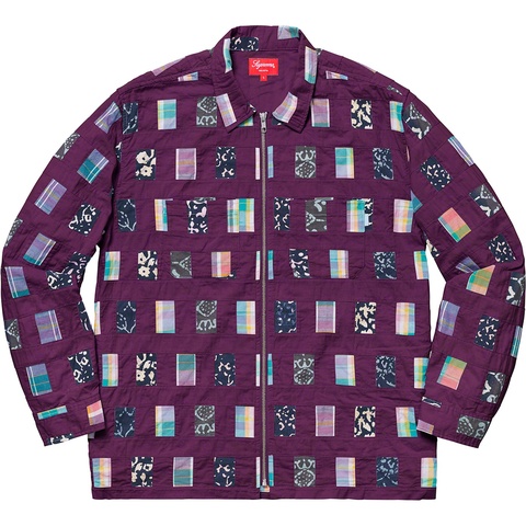 Supreme Patchwork Zip Up Shirt - Purple