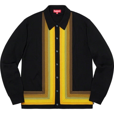 Supreme Corner Stripe Polo Sweater - Black