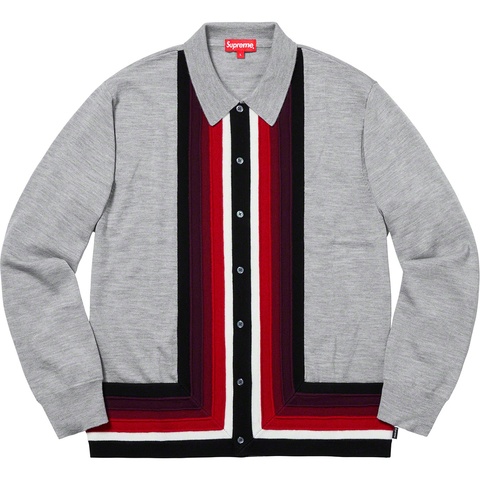 Supreme Corner Stripe Polo Sweater - Grey