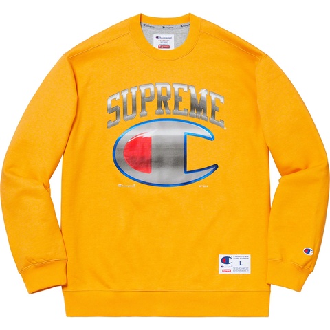Supreme®/Champion® Chrome Crewneck 19ss Supreme SS19 x Champion Chrome Crewneck Crossover Chest Large Logo