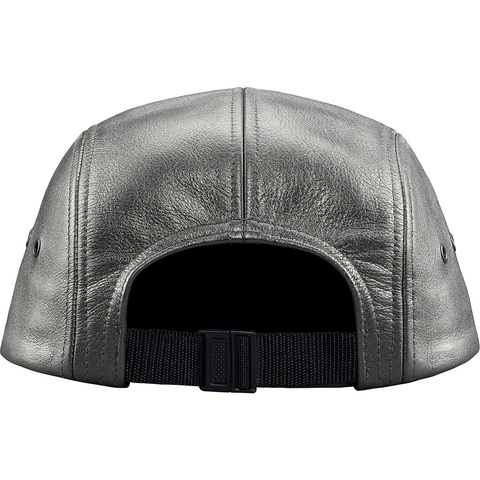 Supreme Pebbled Leather Camp Cap - Gunmetal
