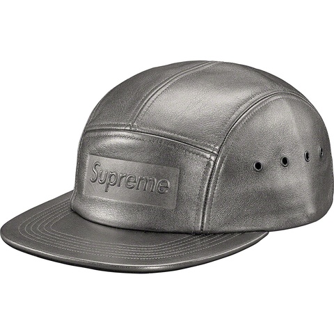 Supreme Pebbled Leather Camp Cap - Gunmetal