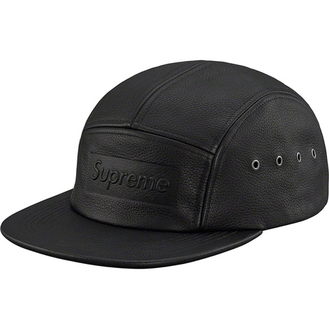 Supreme Pebbled Leather Camp Cap - Black