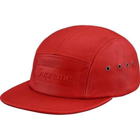 Supreme Pebbled Leather Camp Cap - Red