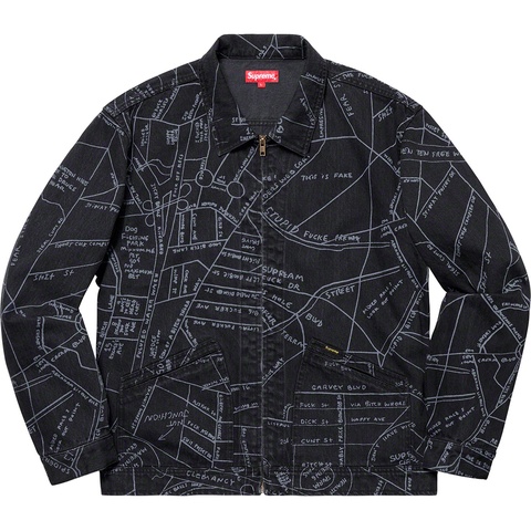 Supreme Gonz Map Work Jacket - Washed  Black