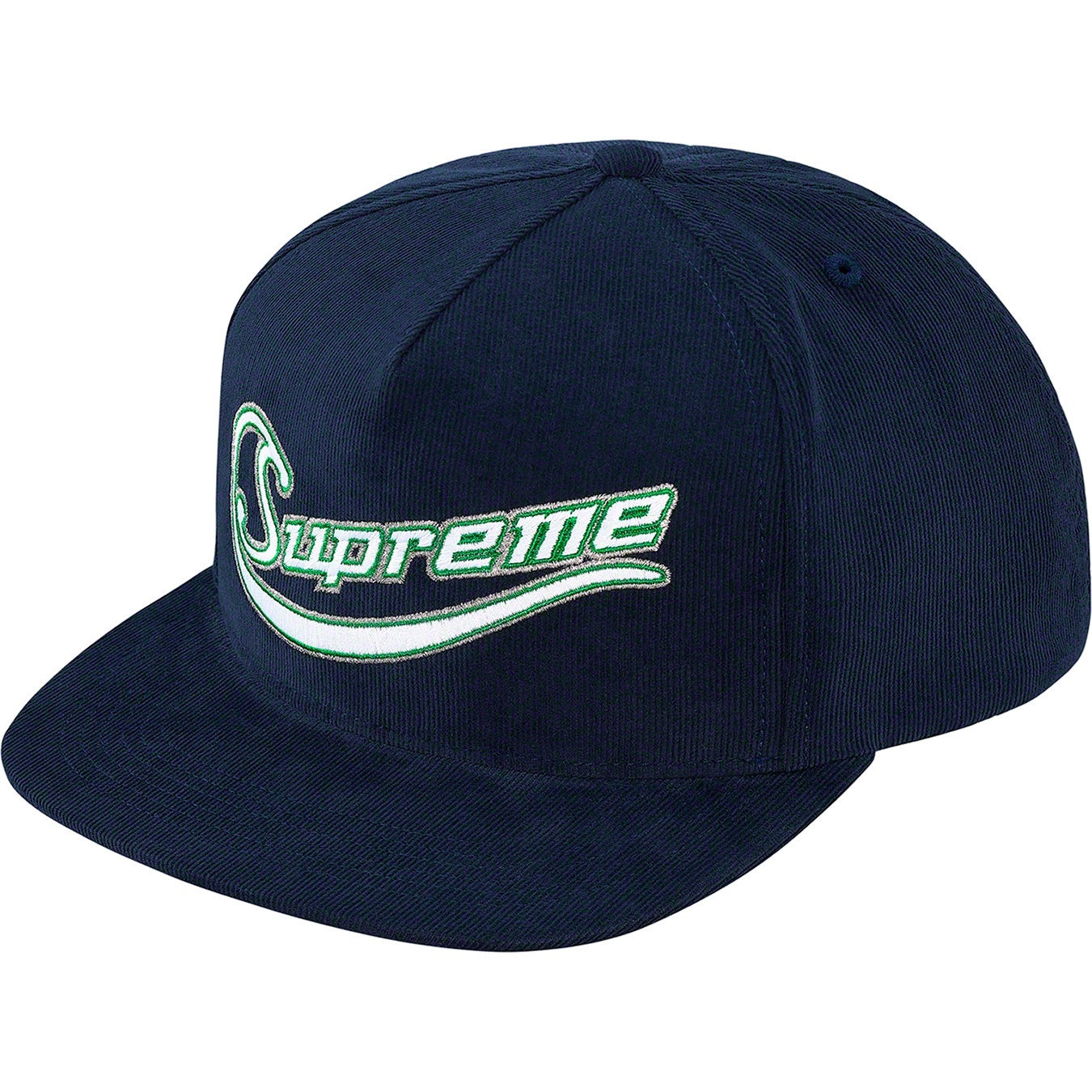 Supreme Metallic Logo Corduroy 5-Panel (SS19) - Navy - $44